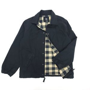 STUSSY Workwear Black Washed Canvas Shop Jacket Streetwear Flannel Men's Medium